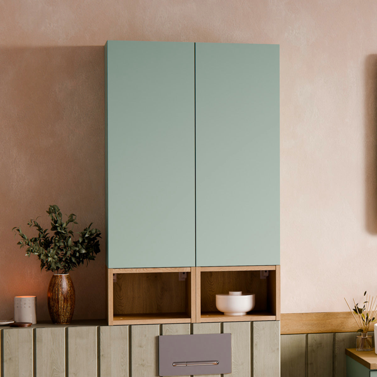 Armoire murale 1 niche Oria Vert mat - vue 3