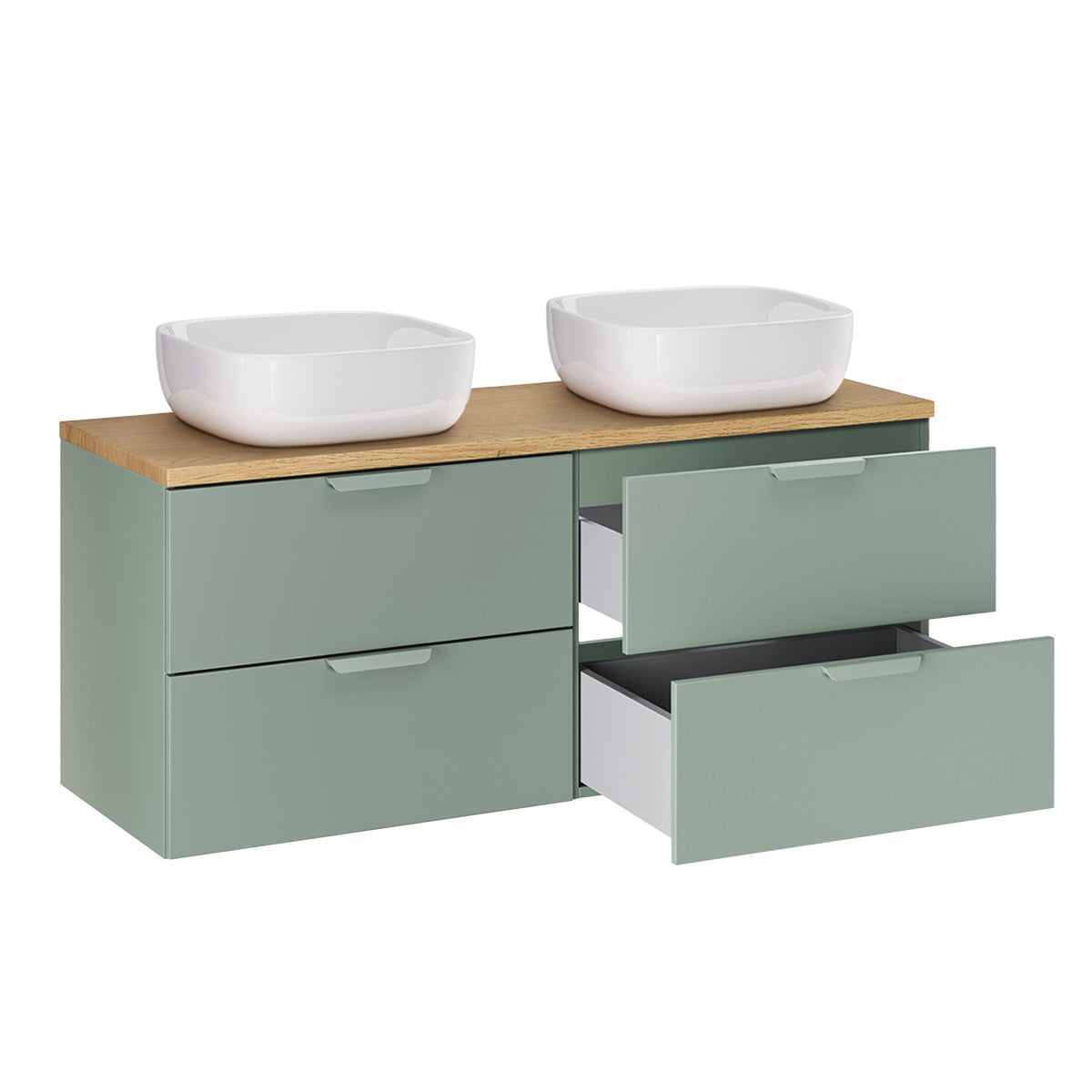 Meuble double vasque 120cm Oria Vert mat - vue 2