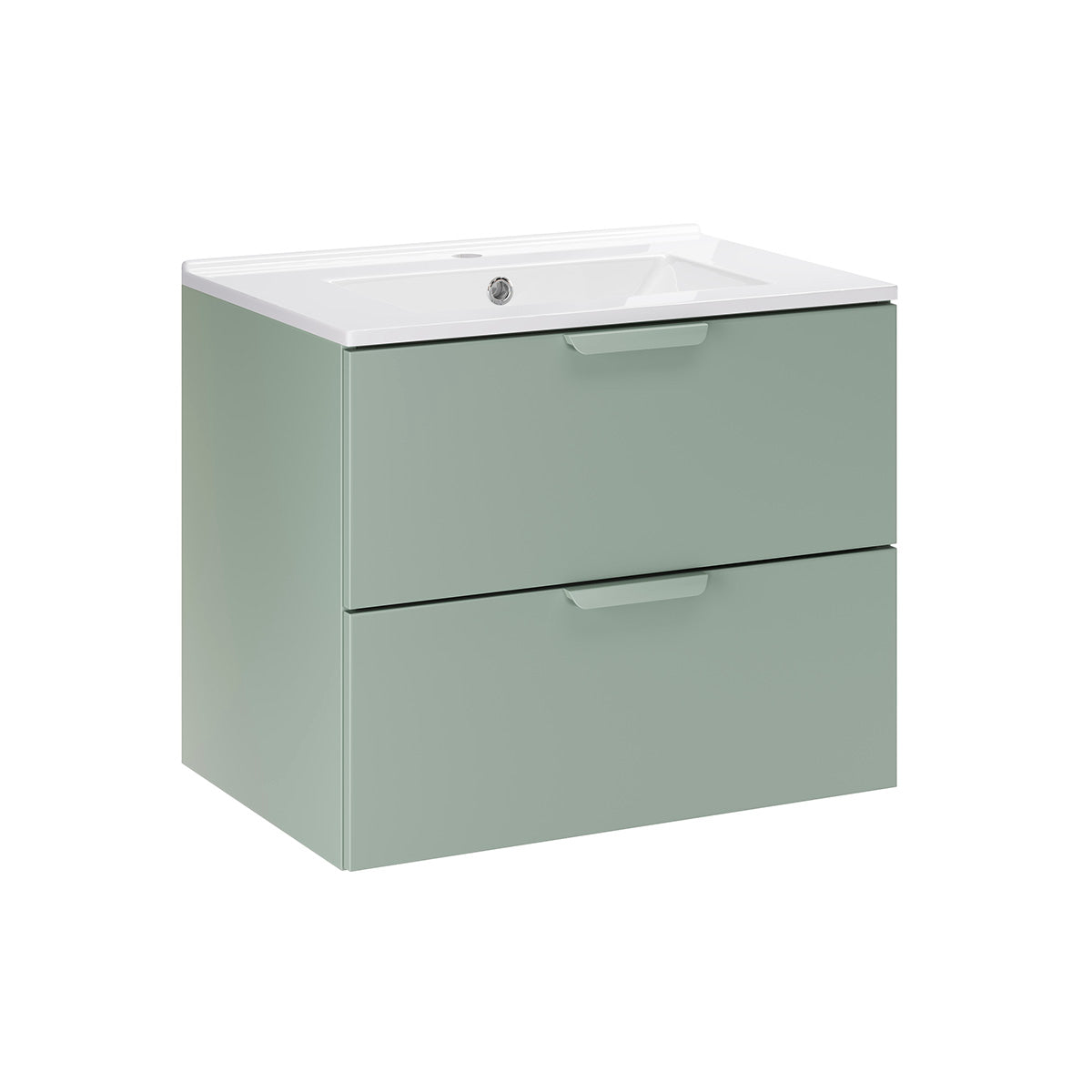 Meuble simple vasque encastrée 60cm Oria Vert mat