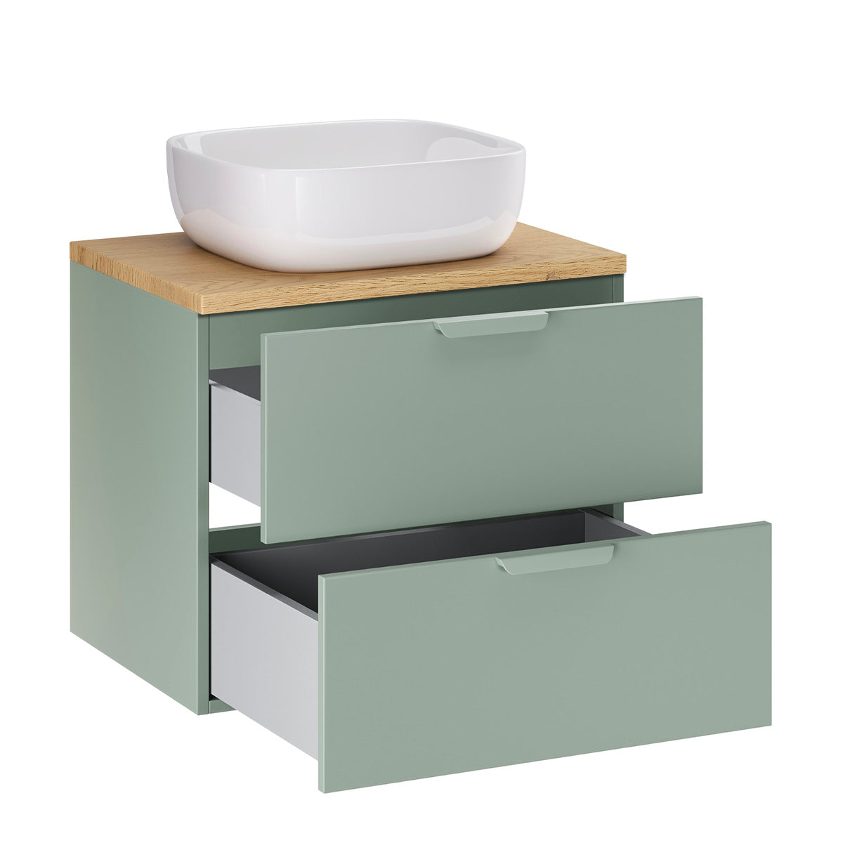 Ensemble meuble simple vasque 60cm et colonne Oria Vert mat - vue 3
