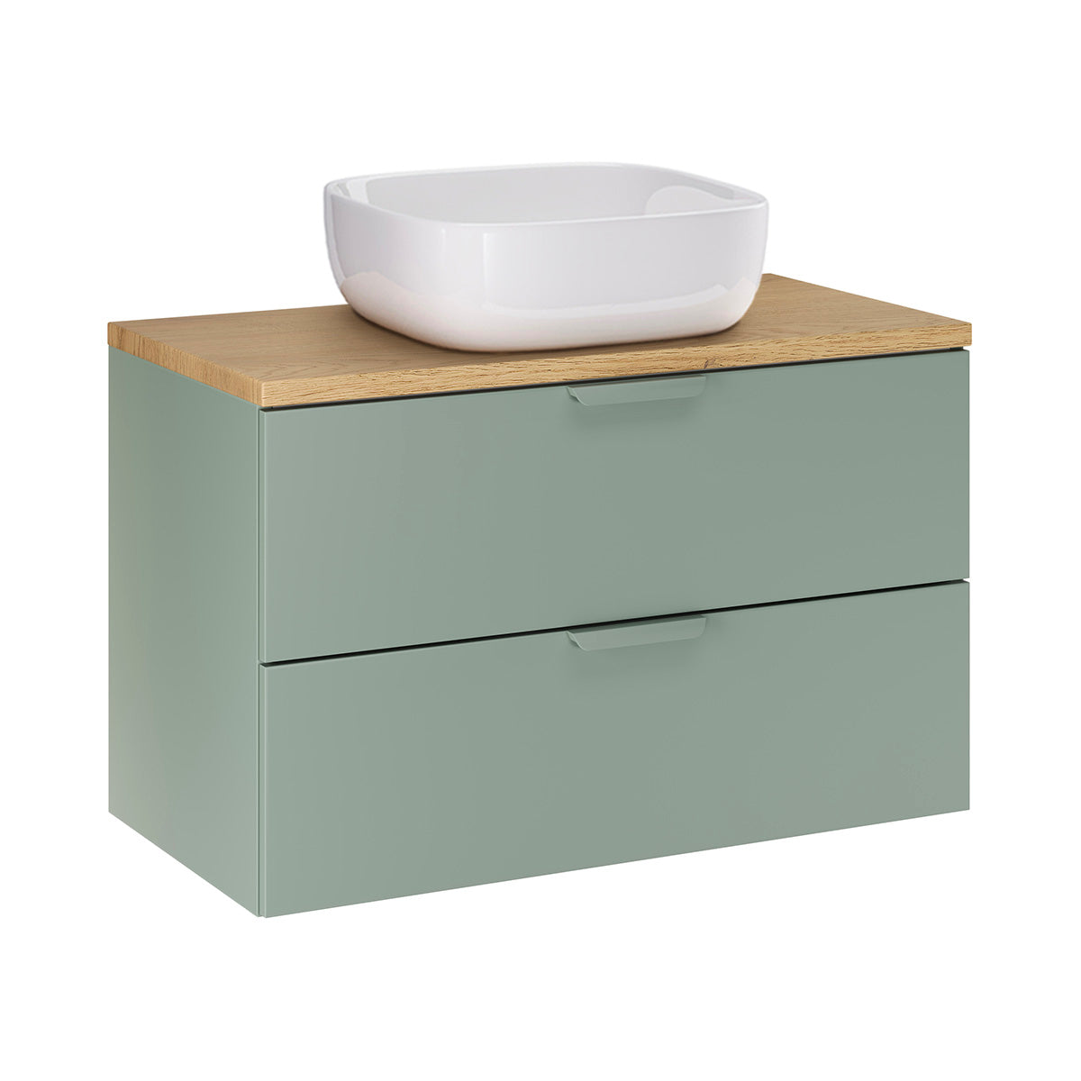 Meuble simple vasque 80cm Oria Vert mat