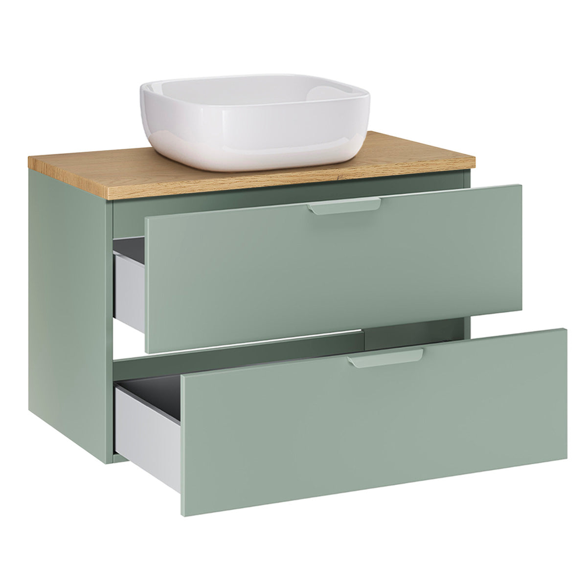 Ensemble meuble simple vasque 80cm et colonne Oria Vert mat - vue 3