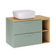 Meuble simple vasque 80cm 2 niches Oria Vert mat