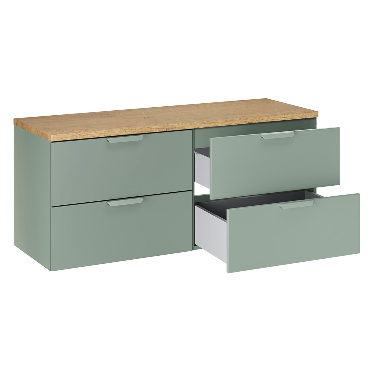 Ensemble meuble sous-vasque 120cm et colonne Oria Vert mat - vue 3