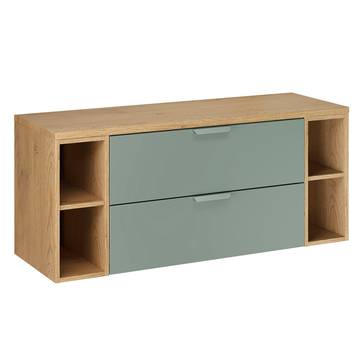 Meuble sous-vasque 120cm 4 niches plan de toilette Oria Vert mat