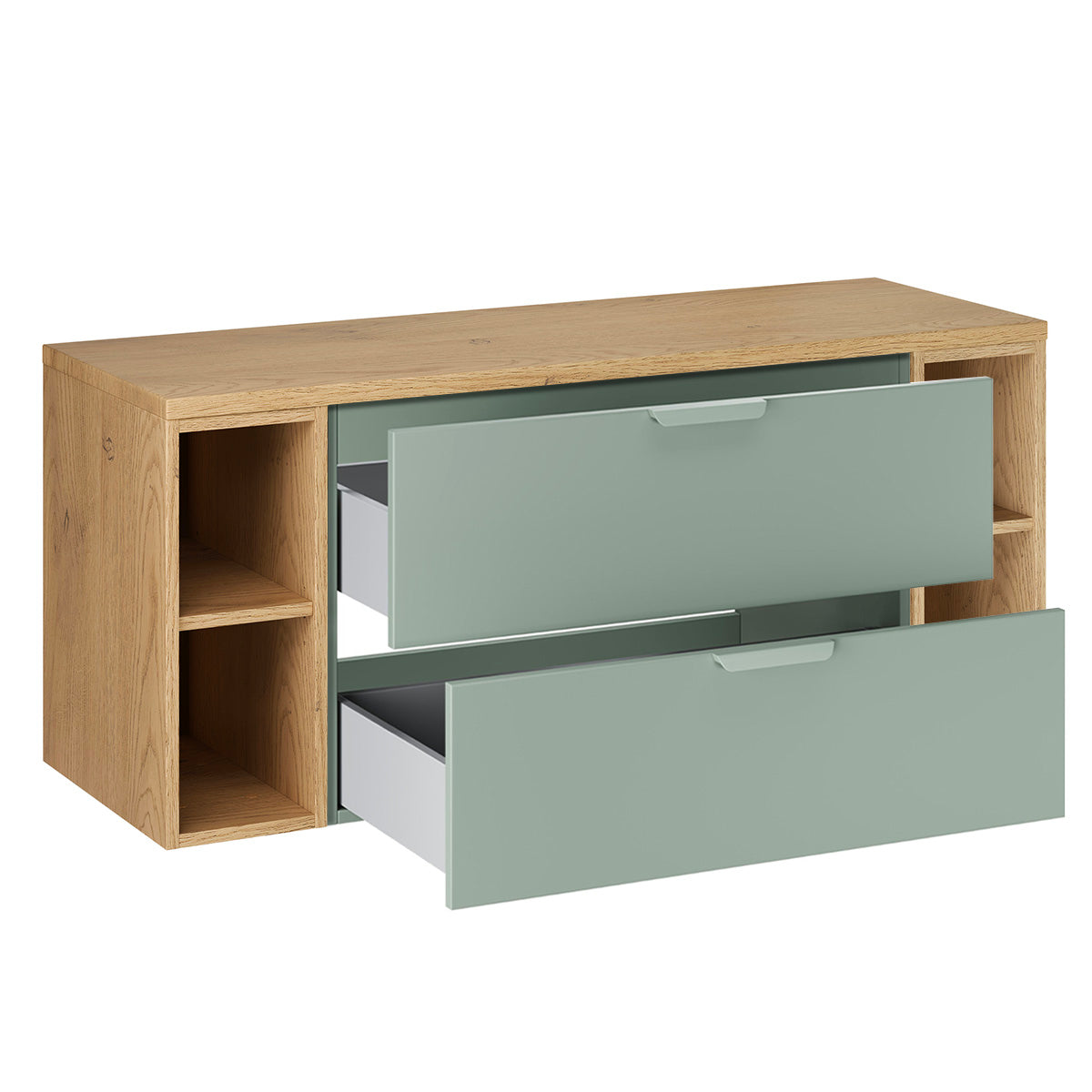 Meuble sous-vasque 120cm 4 niches plan de toilette Oria Vert mat - vue 2