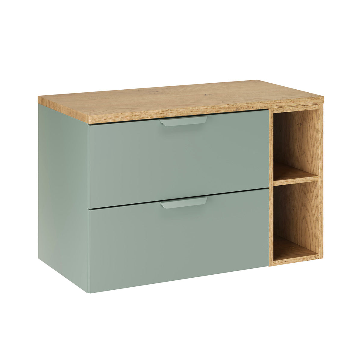 Meuble sous-vasque 80cm 2 niches Oria Vert mat
