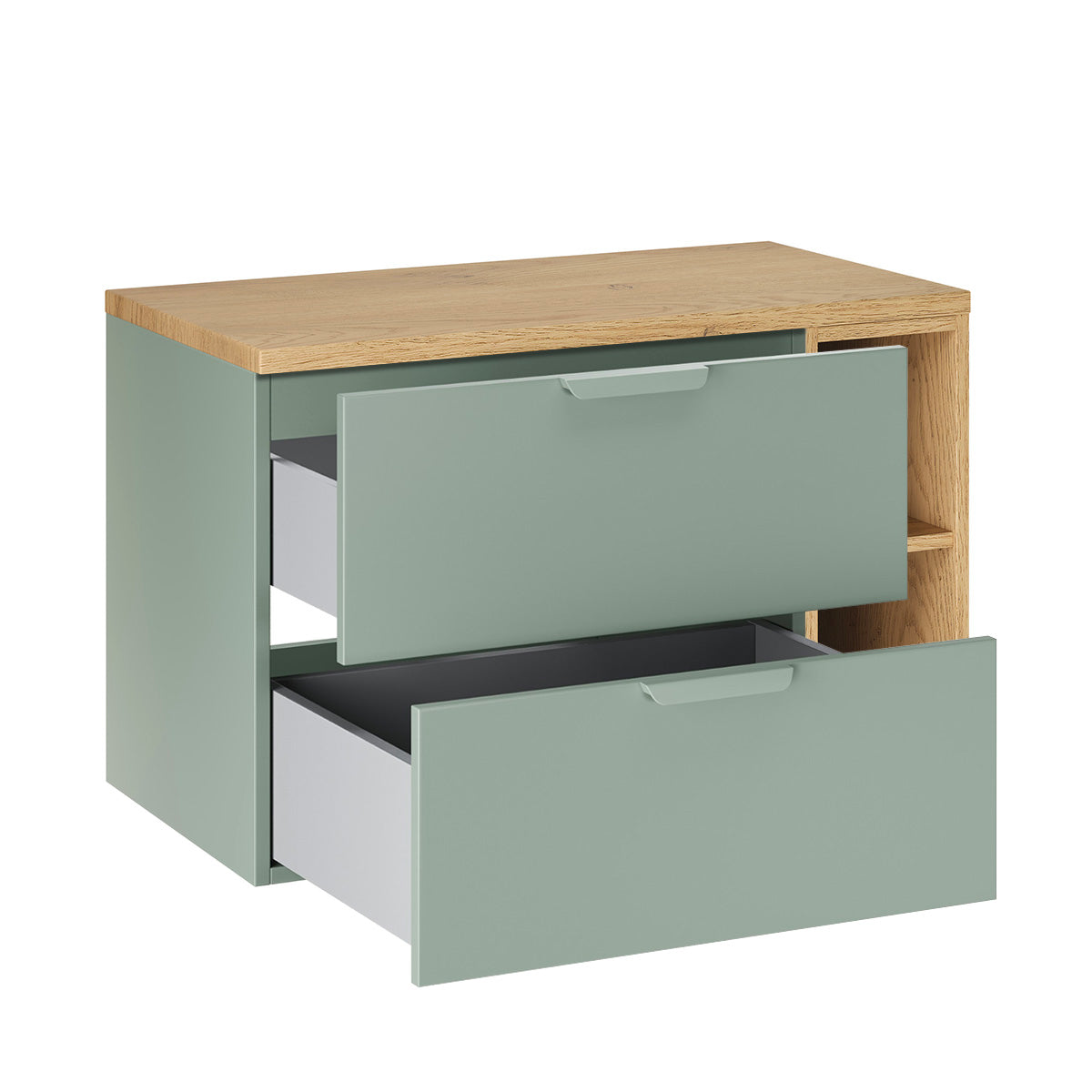 Ensemble meuble sous-vasque 80cm 2 niches et colonne Oria Vert mat - vue 3