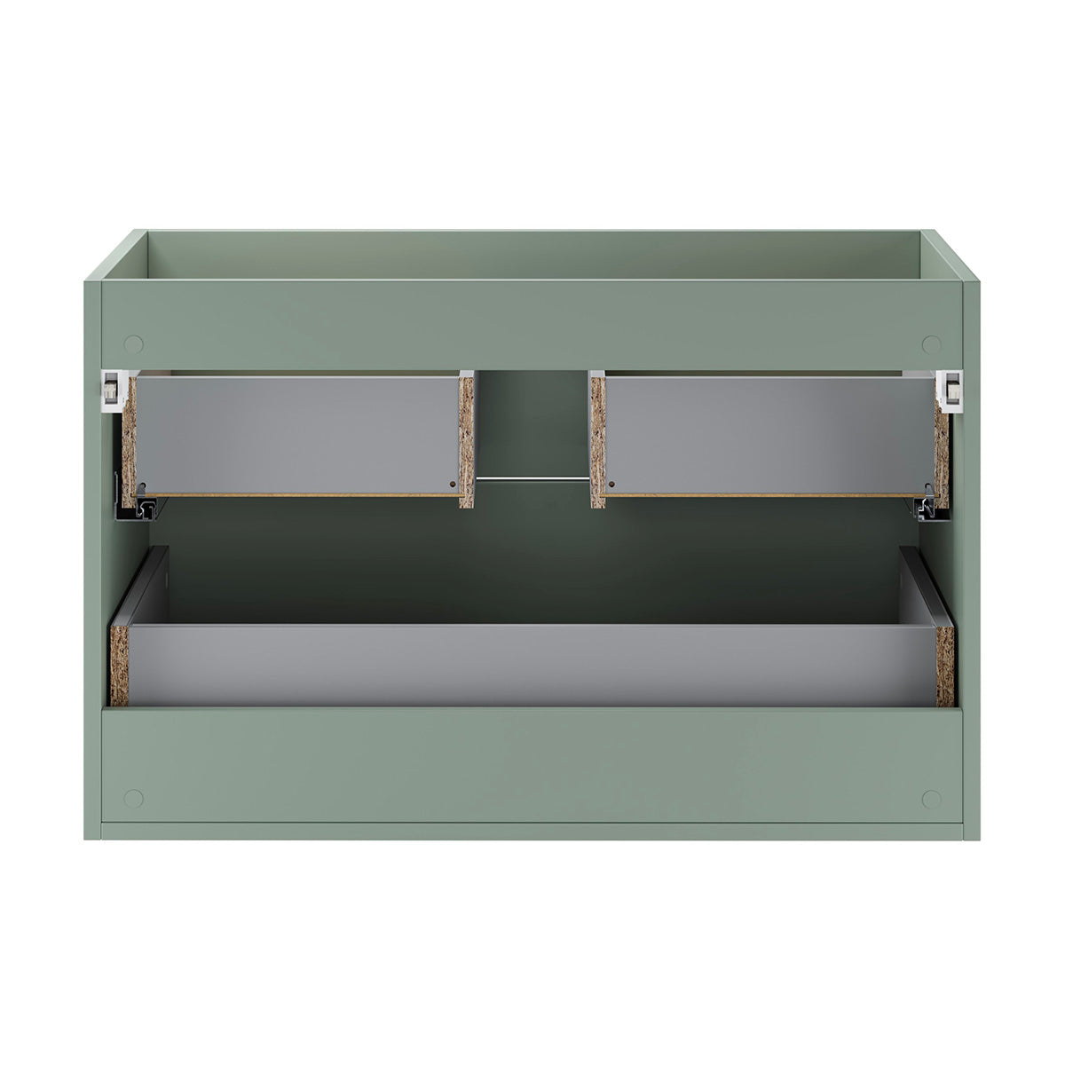 Meuble simple vasque 120cm niches arrondies Oria Vert mat - vue 3