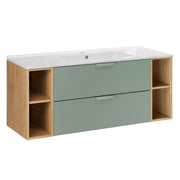 Meuble simple vasque encastrée 120cm 4 niches Oria Vert mat