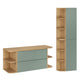 Ensemble meuble sous-vasque 120cm niches arrondies et colonne Oria Vert mat