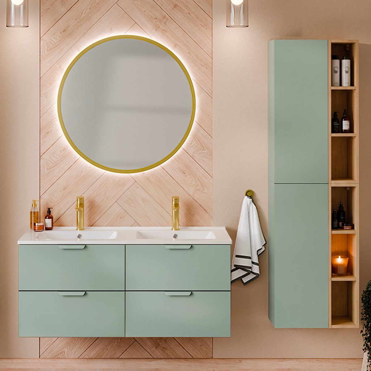 Meuble sous-vasque 120cm Oria Vert mat