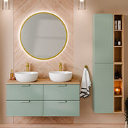 Ensemble meuble double vasque 120cm et colonne Oria Vert mat