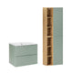 Ensemble meuble simple vasque encastrée 60cm et colonne Oria Vert mat