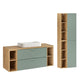 Ensemble meuble simple vasque 120cm 4 niches et colonne Oria Vert mat