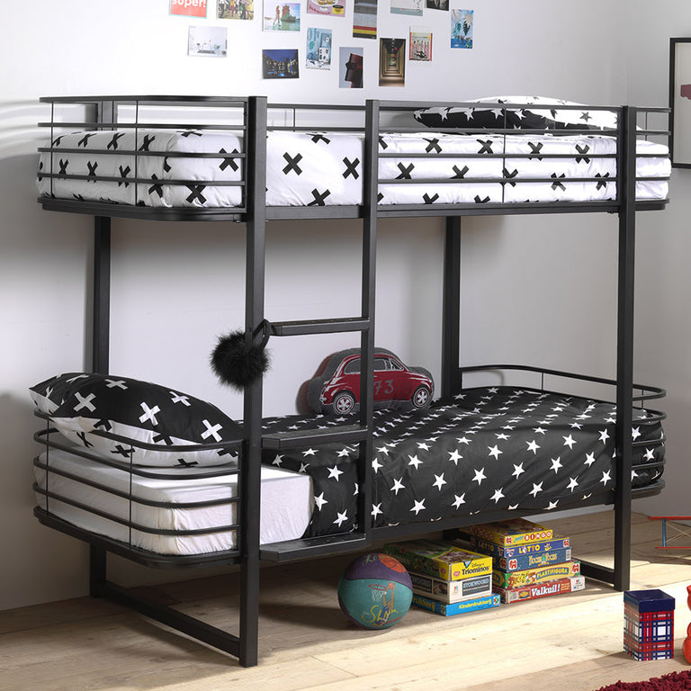 Lit Superposé 90x200 Sommier Inclus Vipack Oscar - Noir