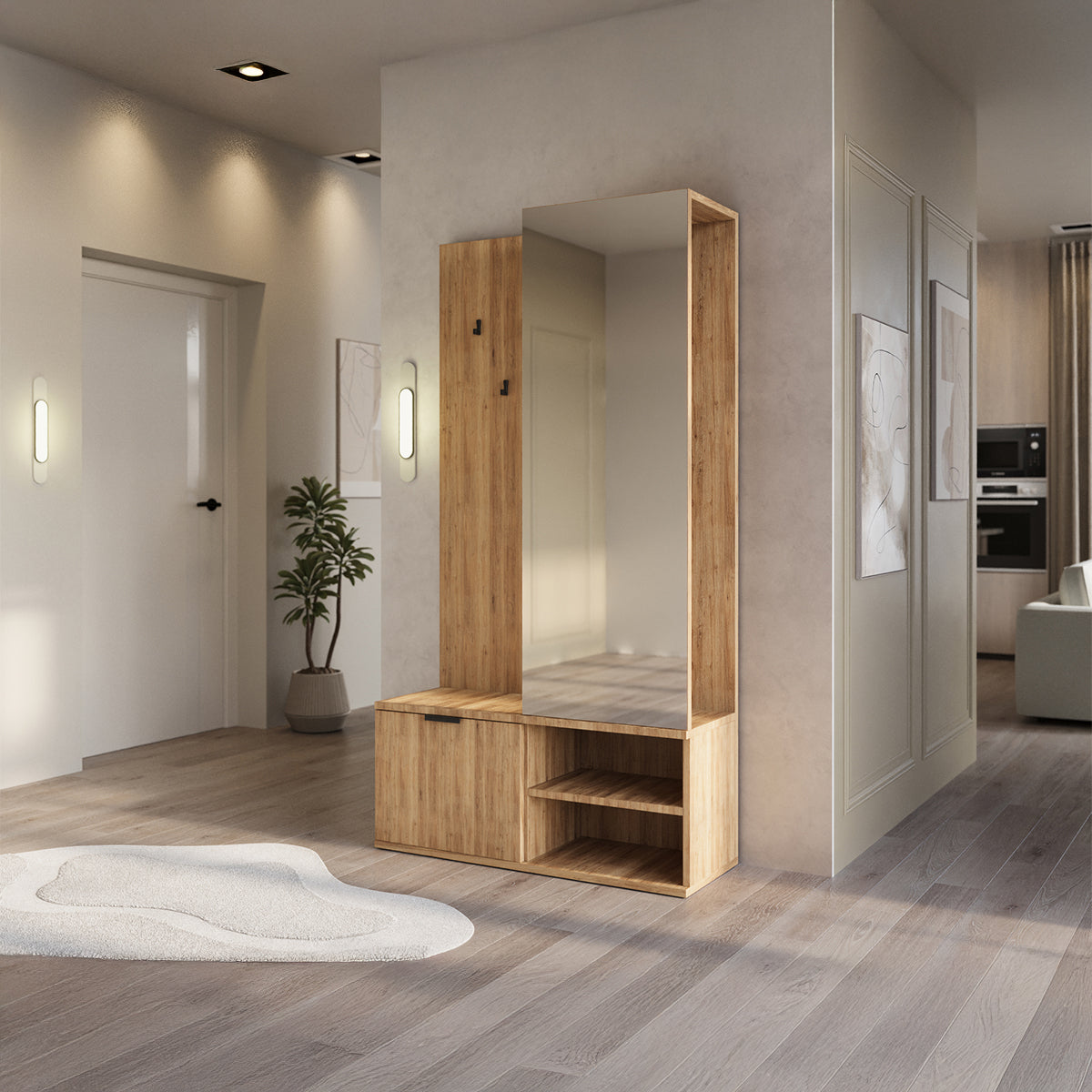 Meuble d'entrée 1 porte Ondine Bois - vue 8