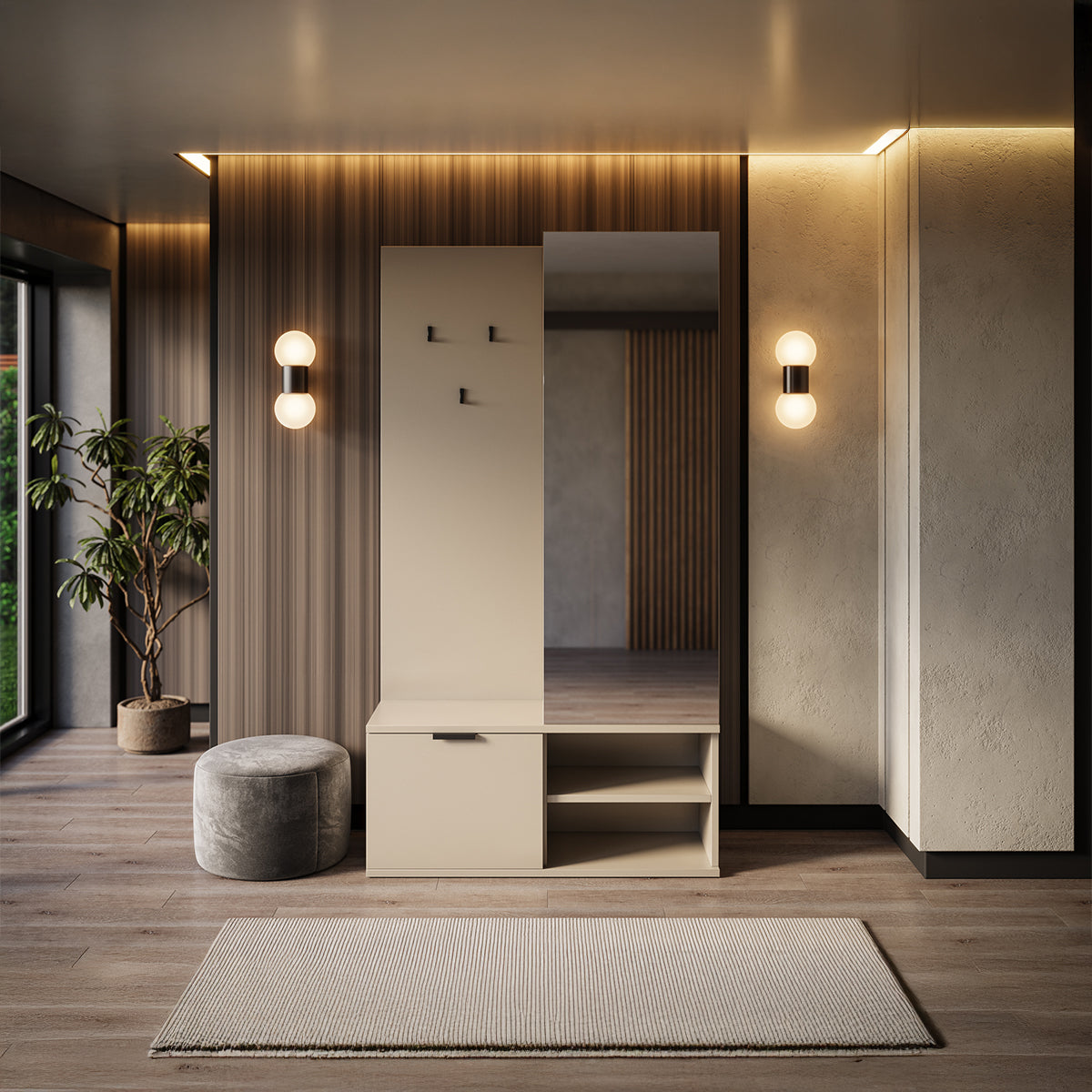 Meuble d'entrée 1 porte Ondine Cachemire - vue 3