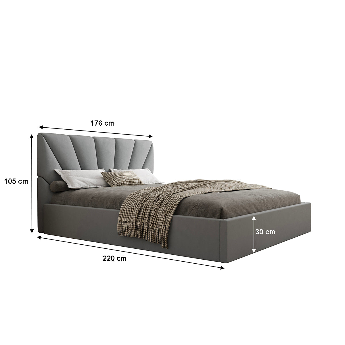 Lit coffre 160x200 sommier inclus Ysee Gris - vue 5