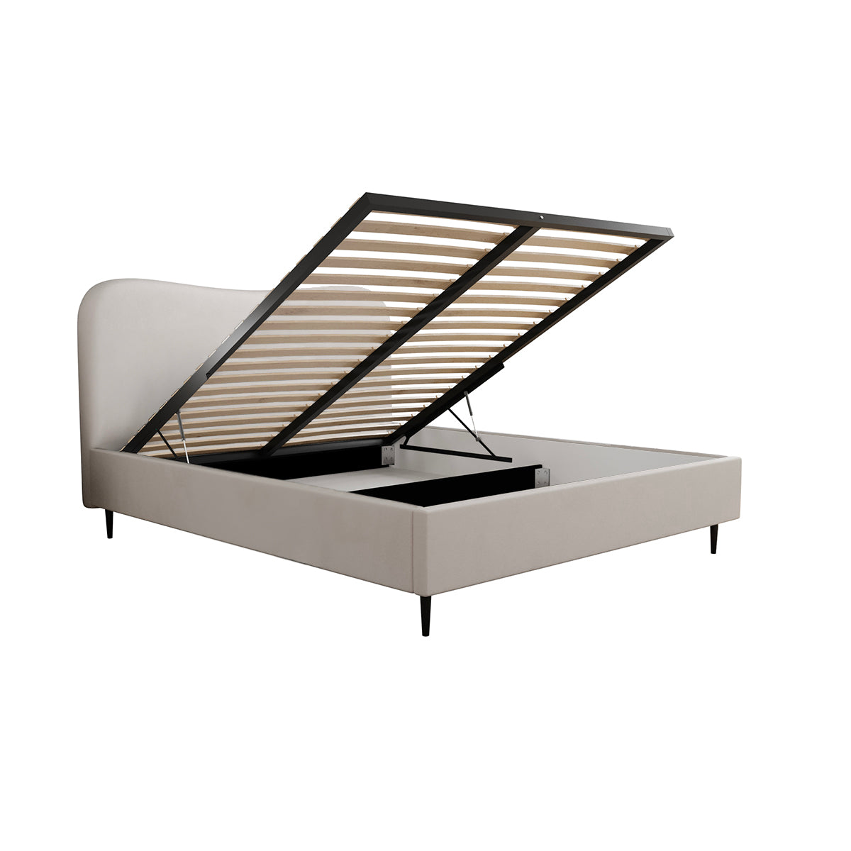 Lit coffre 160x200 sommier inclus Gemma Blanc cassé