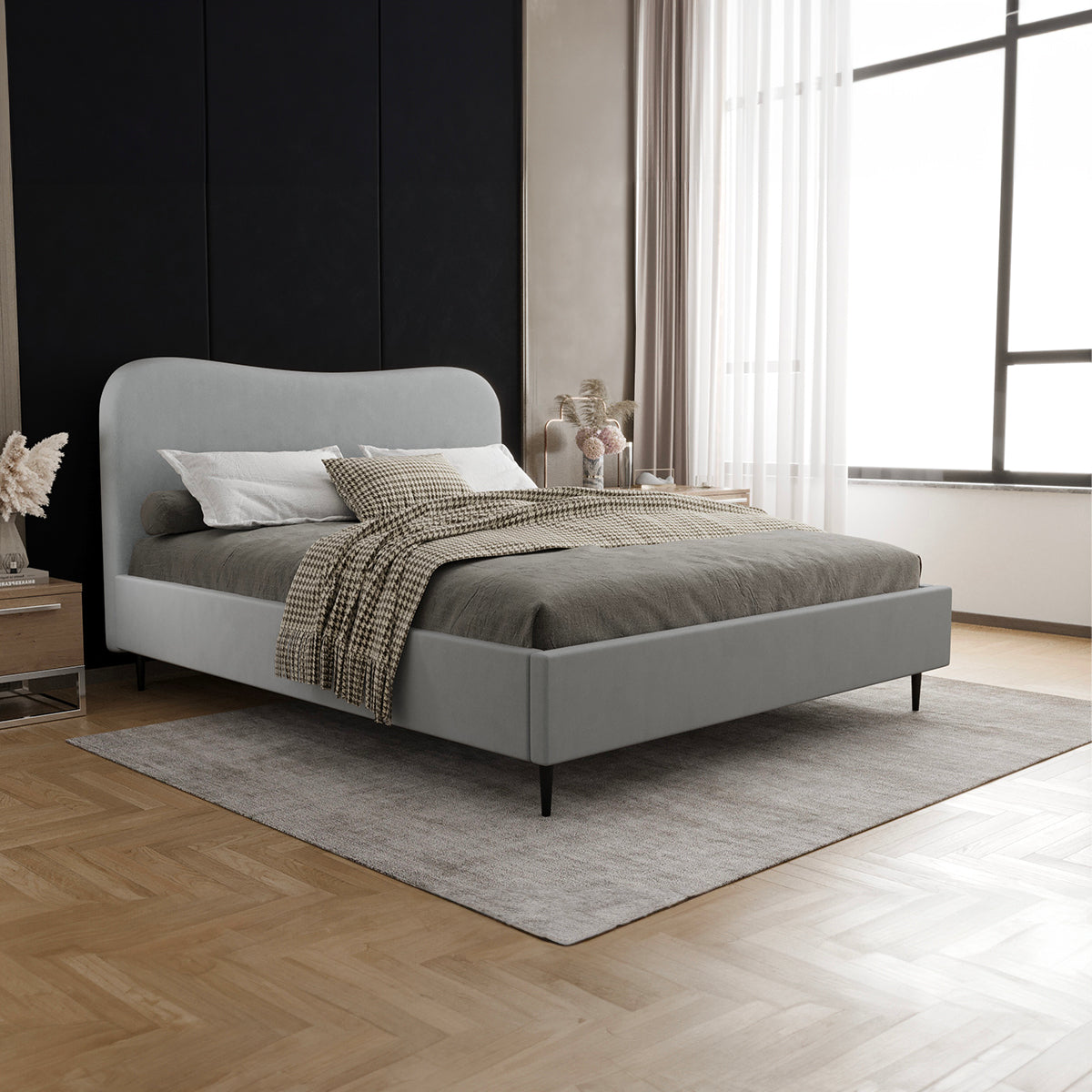 Lit coffre 160x200 sommier inclus Gemma Gris - vue 4