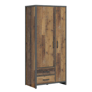 Armoire 2 portes 2 tiroirs Paul Bois et Gris anthracite
