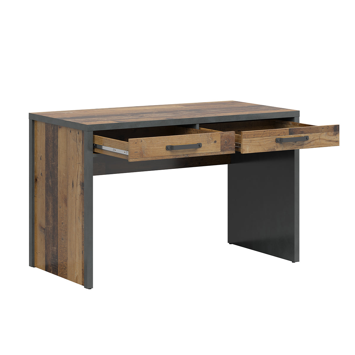 Bureau 2 tiroirs Paul Bois et Gris anthracite - vue 2