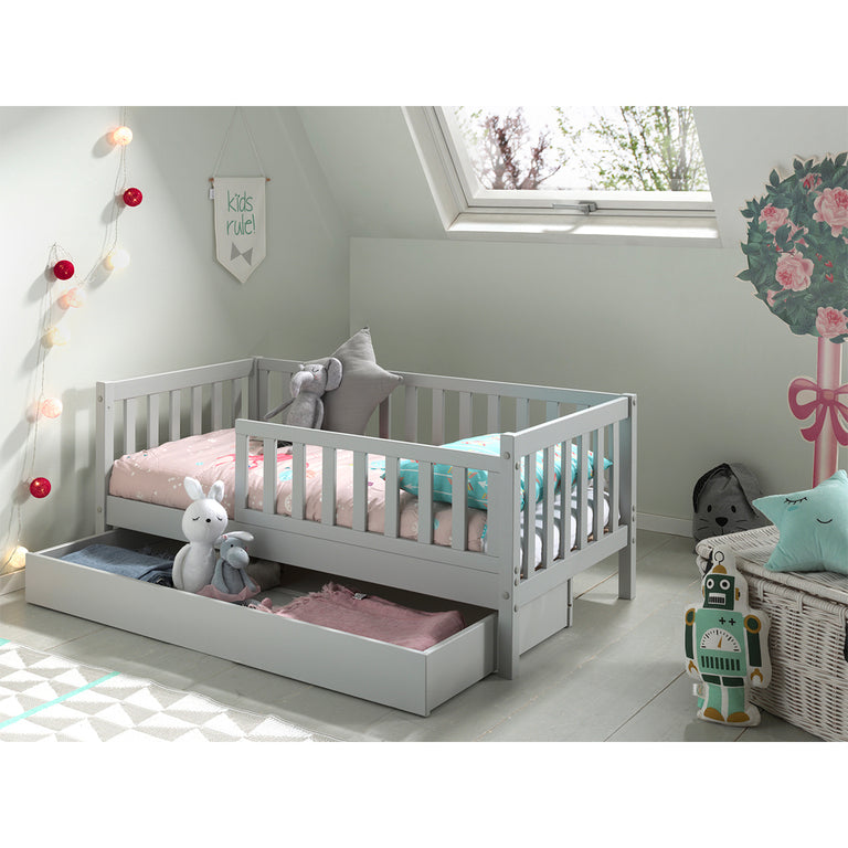 Lit 70x140 sommier et tiroir inclus Vipack Tod - Gris - vue 3