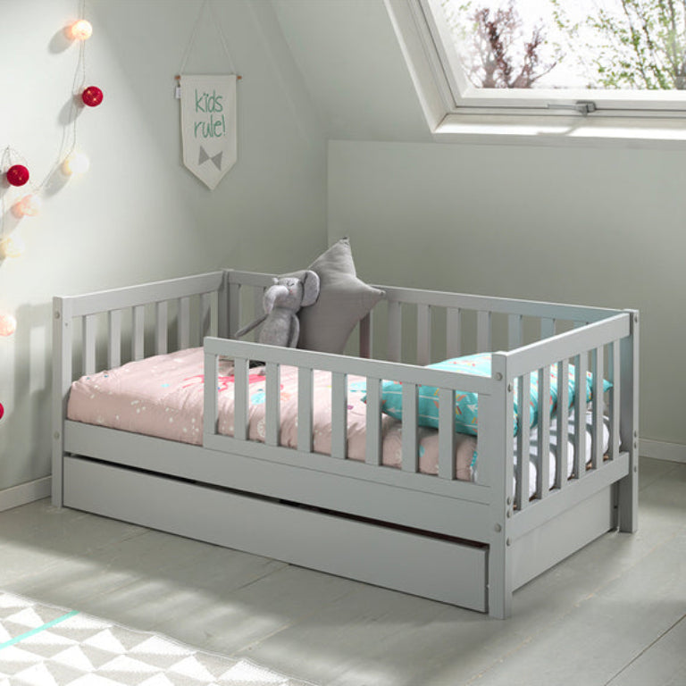 Lit 70x140 sommier et tiroir inclus Vipack Tod - Gris - vue 4