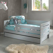 Lit 70x140 sommier et tiroir inclus Vipack Ted - Gris - vue 4