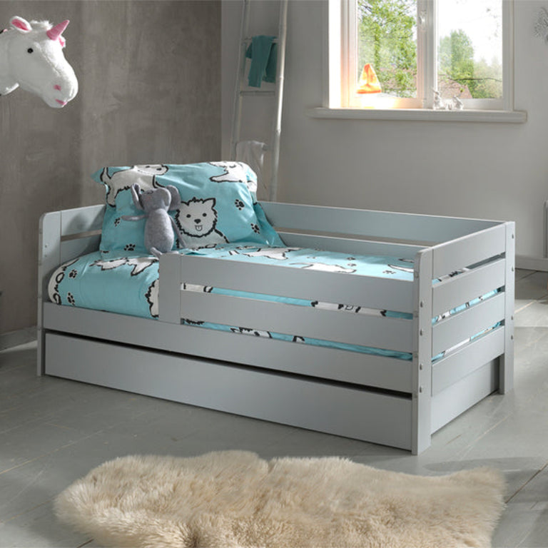 Lit 70x140 sommier et tiroir inclus Vipack Ted - Gris - vue 4