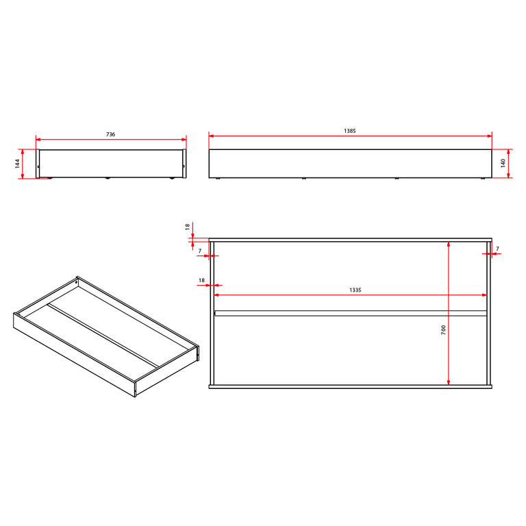 Tiroir de lit 70x140 Vipack Ted et Tod - Blanc - vue 4