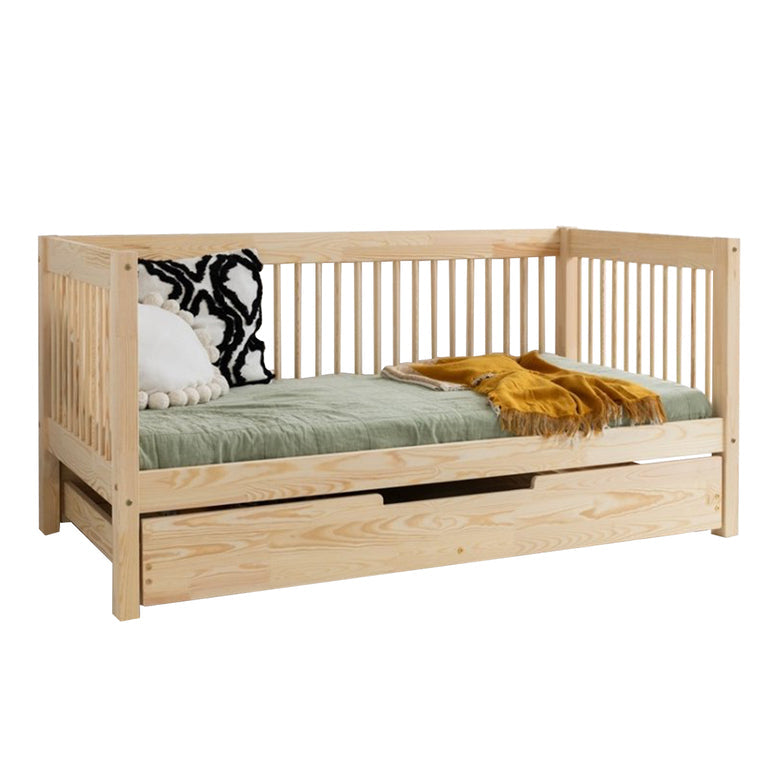 Lit banquette 70x140 sommier et tiroir inclus Perrine Bois - vue 2