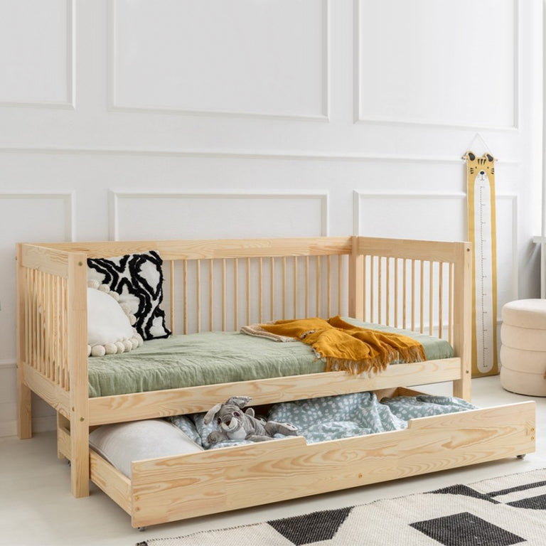 Lit banquette 90x200 sommier et tiroir inclus Perrine Bois - vue 3