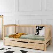 Lit banquette 70x140 sommier et tiroir inclus Perrine Bois