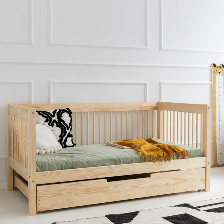 Lit banquette 90x200 sommier et tiroir inclus Perrine Bois