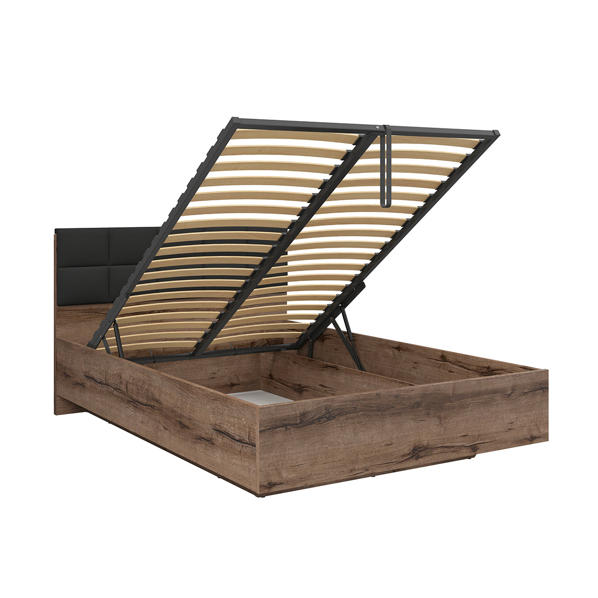 Lit coffre 140x200 sommier inclus Romane Bois