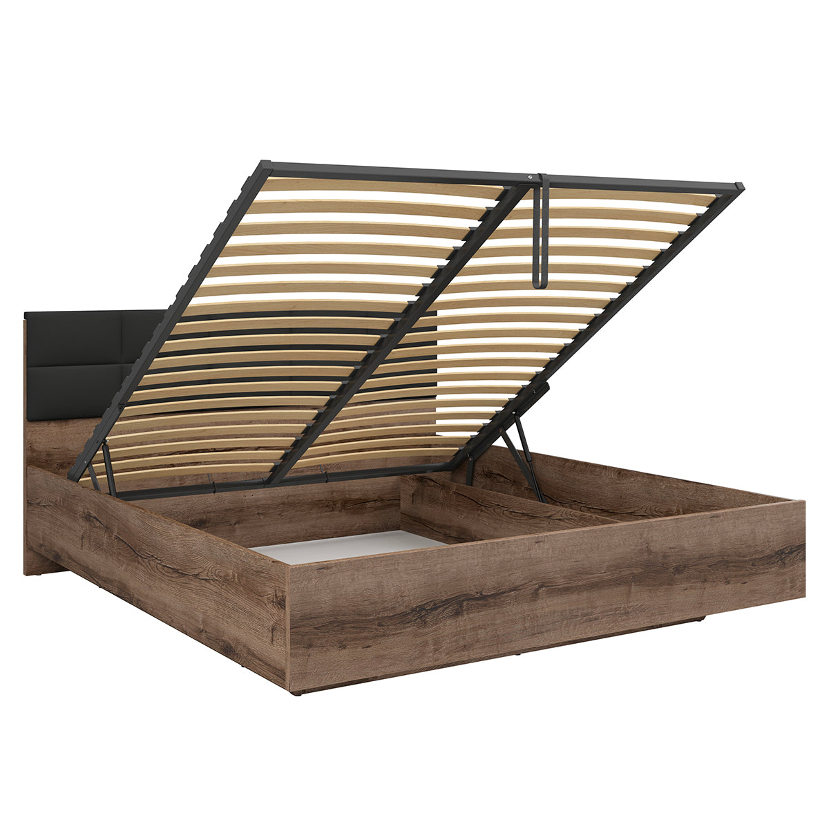 Lit coffre 180x200 sommier inclus Romane Bois