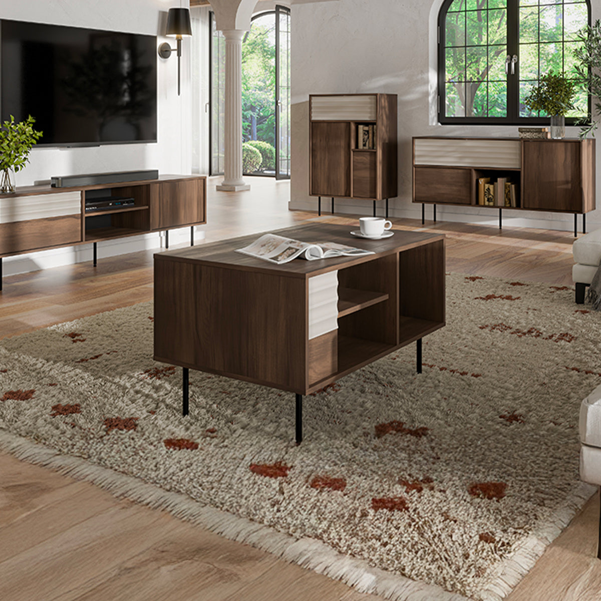 Table basse Astra Bois foncé et Cachemire