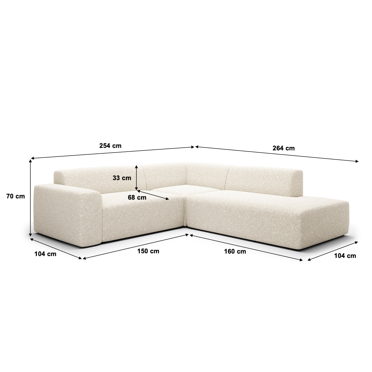 Canapé d'angle droit 5 places coffre Torino Beige - vue 4