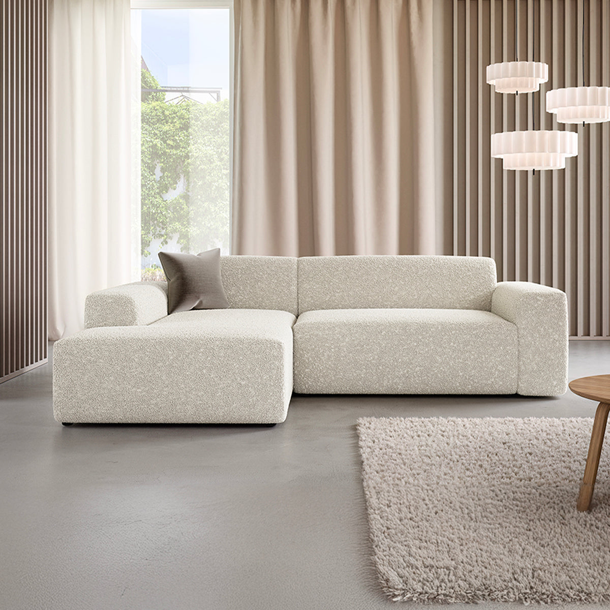Canapé d'angle gauche 3 places coffre Torino Beige - vue 4