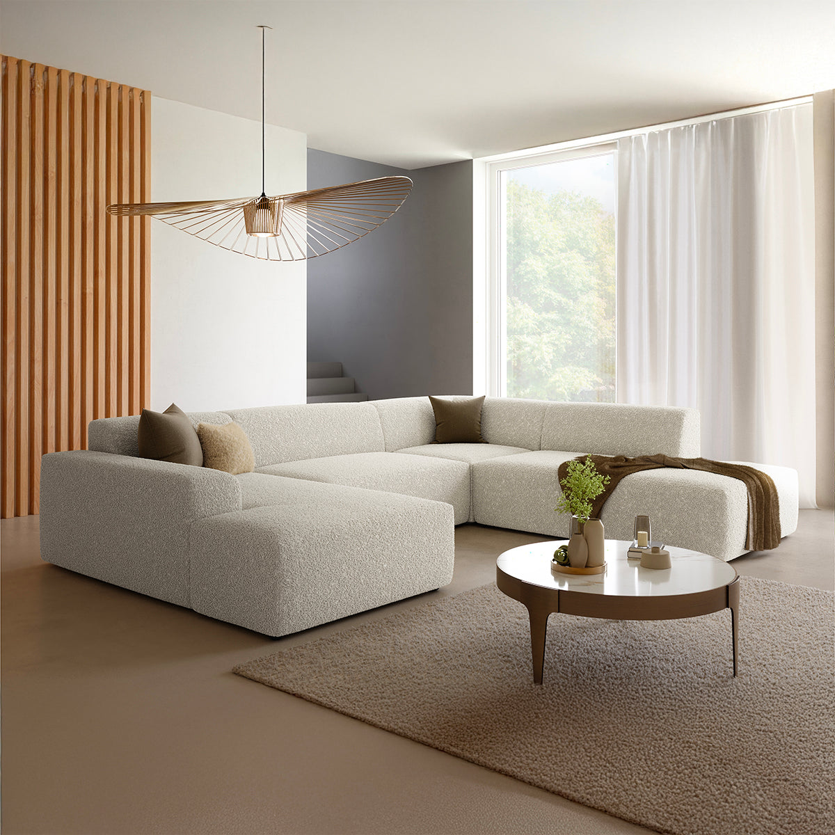 Canapé U 5 places angle droit Torino Beige - vue 2