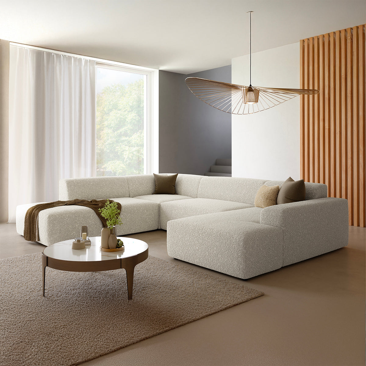 Canapé U 5 places angle gauche Torino Beige - vue 2