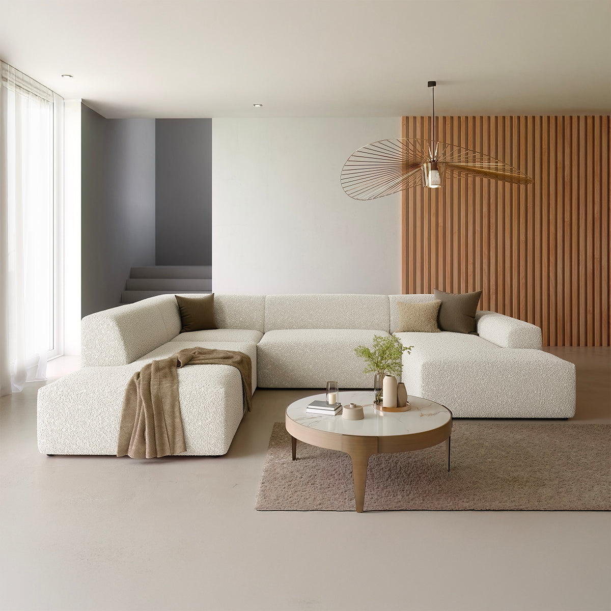 Canapé U 5 places angle gauche Torino Beige - vue 5