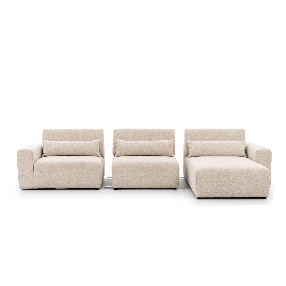 Canapé d'angle droit 3 places modulable têtières relevables Velano Beige - vue 4