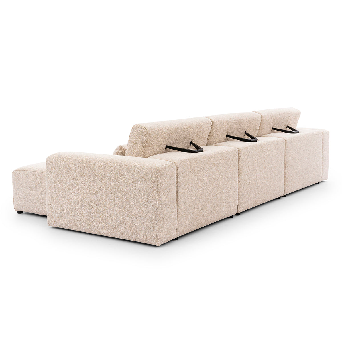 Canapé d'angle droit 3 places modulable têtières relevables Velano Beige - vue 3