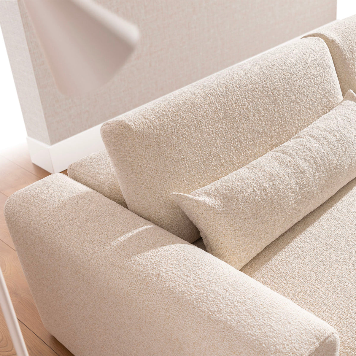 Canapé d'angle droit 3 places modulable têtières relevables Velano Beige - vue 10