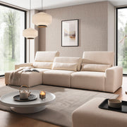 Canapé d'angle gauche 3 places modulable têtières relevables Velano Beige - vue 2