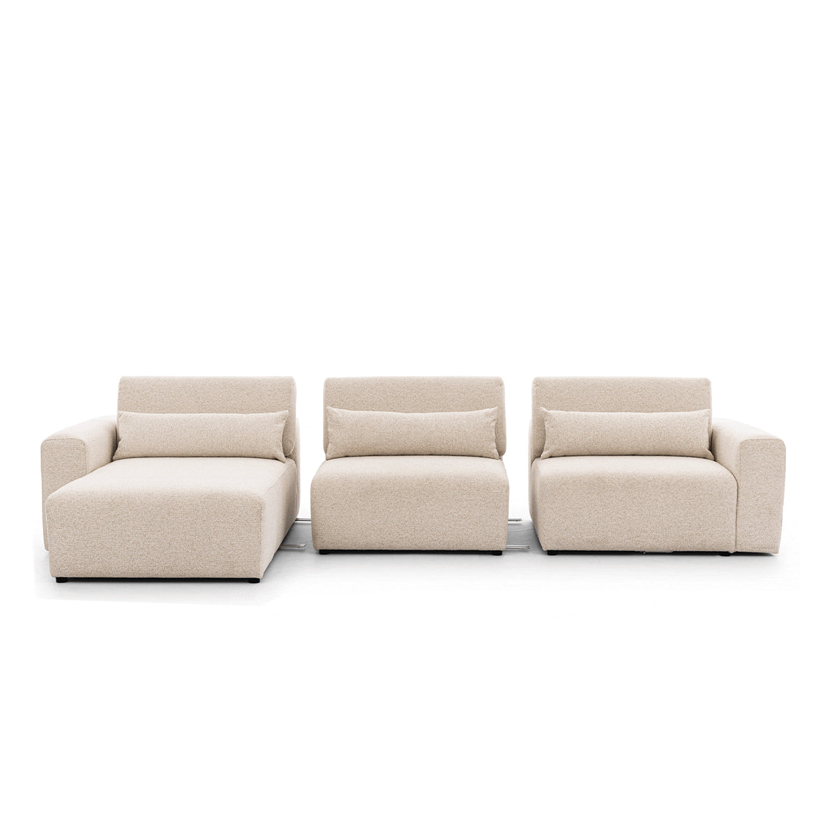Canapé d'angle gauche 3 places modulable têtières relevables Velano Beige - vue 4