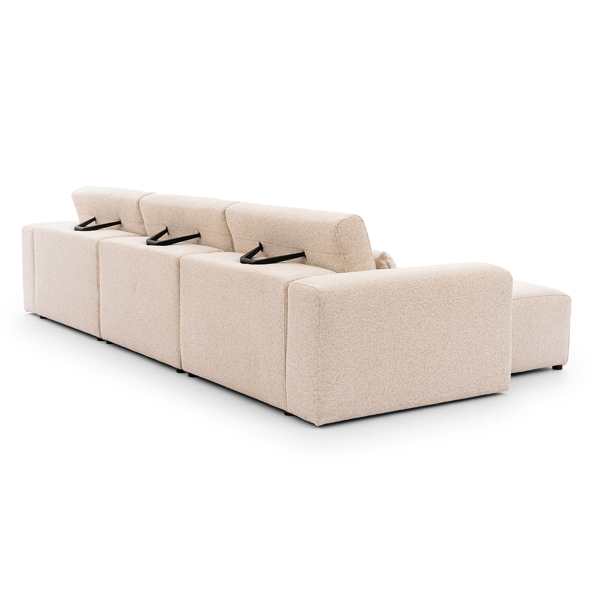 Canapé d'angle gauche 3 places modulable têtières relevables Velano Beige - vue 3